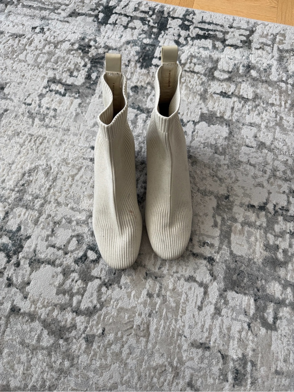 EVERLANE Cream Knit Sock Boots - Women's Cream Stretch Ankle Boot